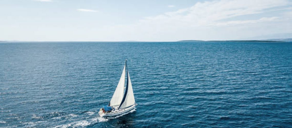 Aerial view of a sailing boat